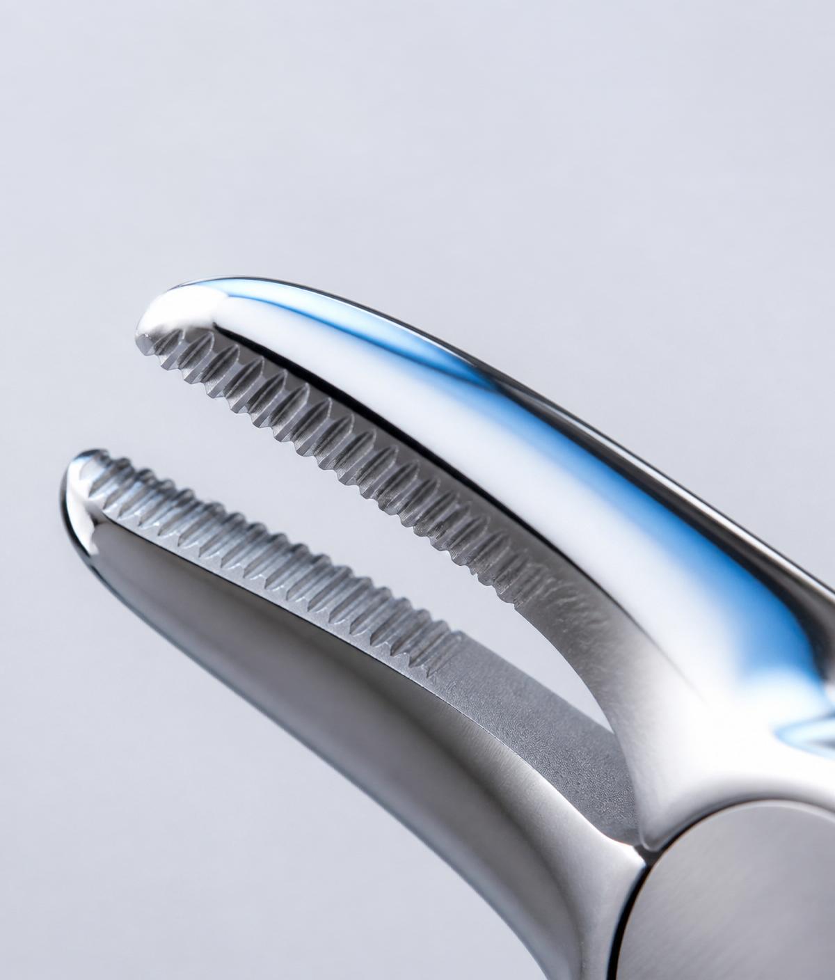Detalhe macro de pinça odontológica BSZ